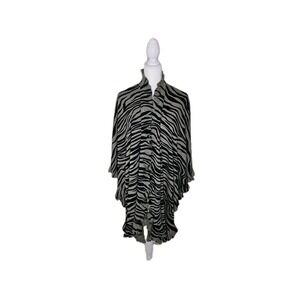 Pamela McCoy NWT'S Gray Black Zebra Print Shawl Sweater Cape Y2k‎ One Size